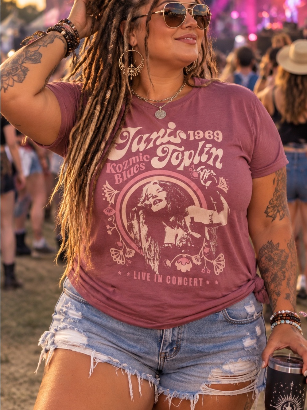 🎸 VINTAGE VIBES 🎸 Wonder Nation Janis Joplin Graphic Tee - Size L (10-12)
